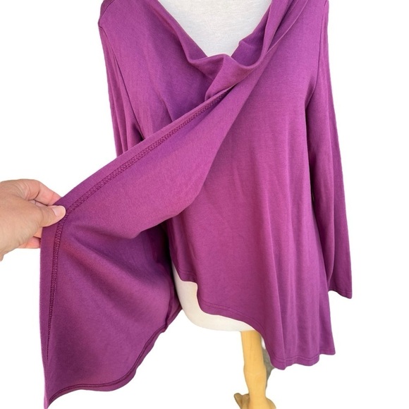 Kleen Lagenlook Asymmetrical Wrap Long Sleeve Tunic Fuchsia Minimalist Large GUC - Picture 6 of 11